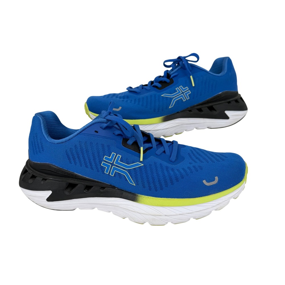 Kuru Flux Running Shoes Size 13 Blue Neon Yellow Mesh Athletic Sneakers